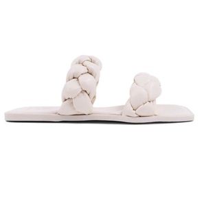 Braided Strap Sandal in Bone - Size 7.5